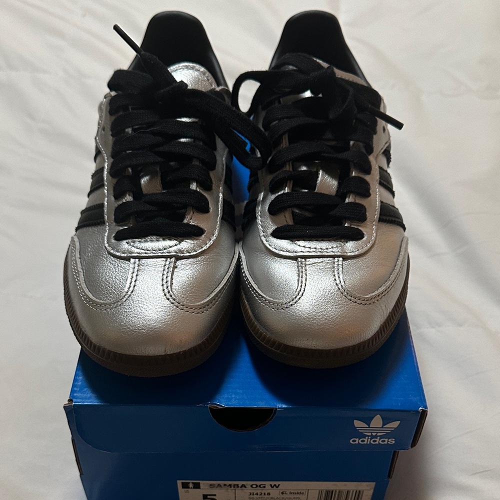 adidas Silver and Black Sambas